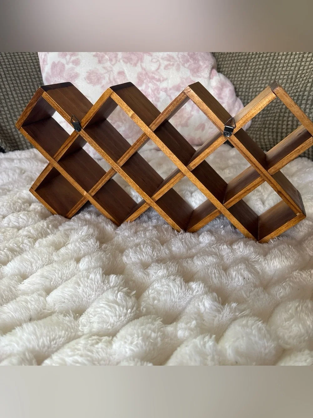 🤎Vintage Lightweight Wooden Criss Cross Wall Mount Spice Rack Shadow Box